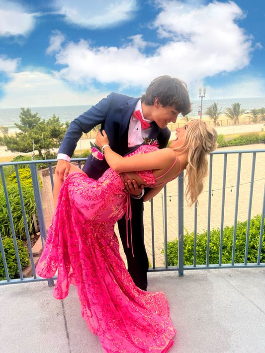 Shiny Mermaid Prom Dress with Split Winter Formal Gown Y4173