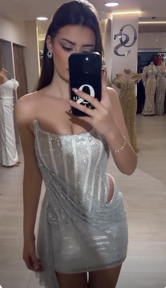 Shiny Strapless Sequin Sheath Short Birthday Outfits,Silver Short 6th Grade Homecoming Dress SP3329