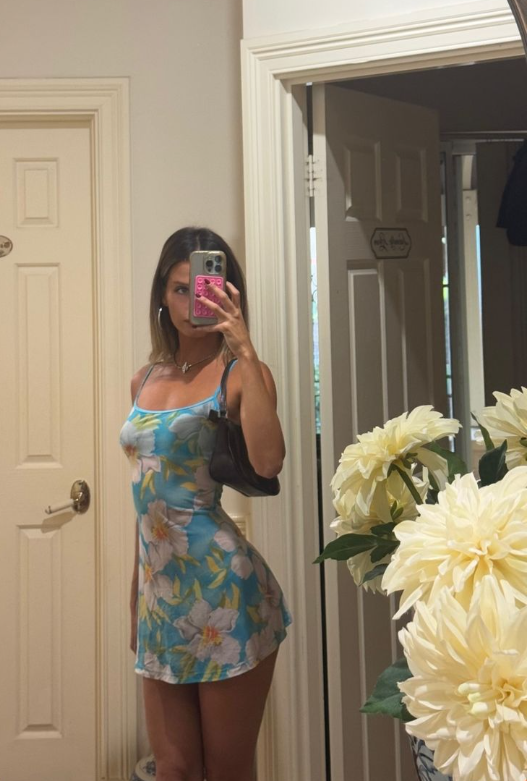 Unique Blue Spaghetti Straps Satin Print Floral Sheath Cocktail Dress Short Homecoming Dress SP185