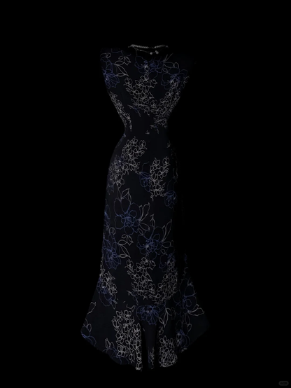 Unique Sleeveless Lace Floral Mermaid Long Party Dress Evening Dress SP4077