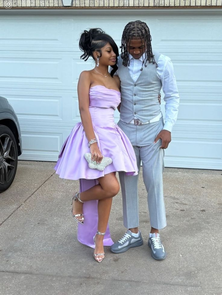 Sweet Purple Satin Short 8th Grade Homecoming Dress,Strapless A Line Mini Birthday Dress With Bow SP2497
