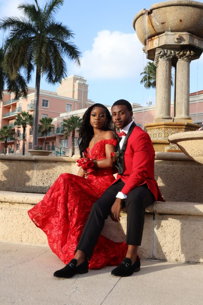 Off The Shoulder Red Mermaid Prom Dress,Red Formal Dress Y6336