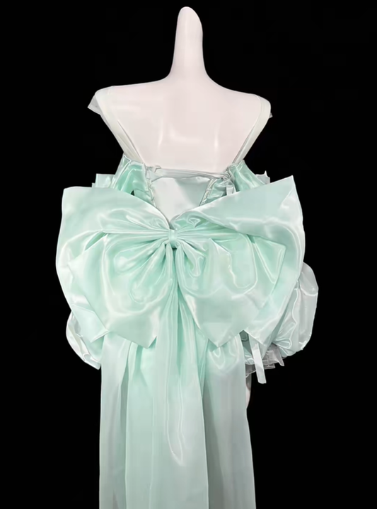 Pretty Mint Green Tulle Appliques A Line Short Homecoming Dress Birthday Outfits With Bow SP3507