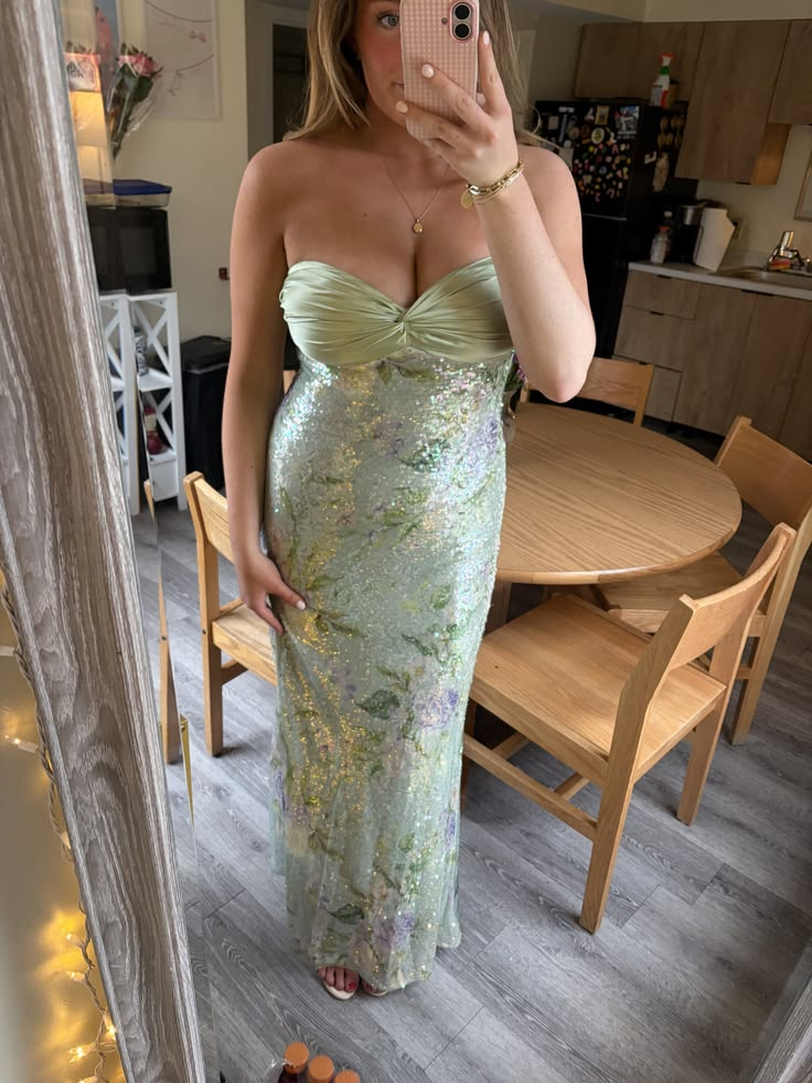 Shiny Sweetheart Neck Mint Green Sequin Floral Mermaid Long Prom Dress Party Gown SP2533