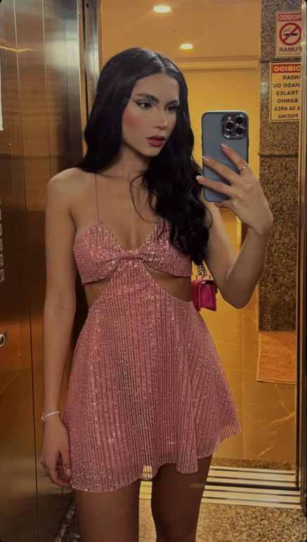 Sparkly Pink Sequin A Line Short Homecoming Dress,Spaghetti Straps Short Prom Dress SP3494