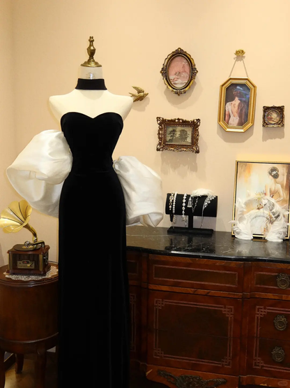 Elegant Black White Off The Shoulder Mermaid Evening Dress Prom Dress Y8598