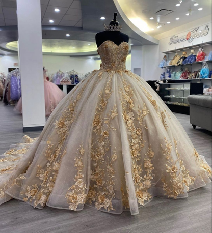 Strapless Quinceanera Dresses Ball Gown Puffy Sweet 16 Dresses for Teens Sweetheart Pageant Gowns Y2853