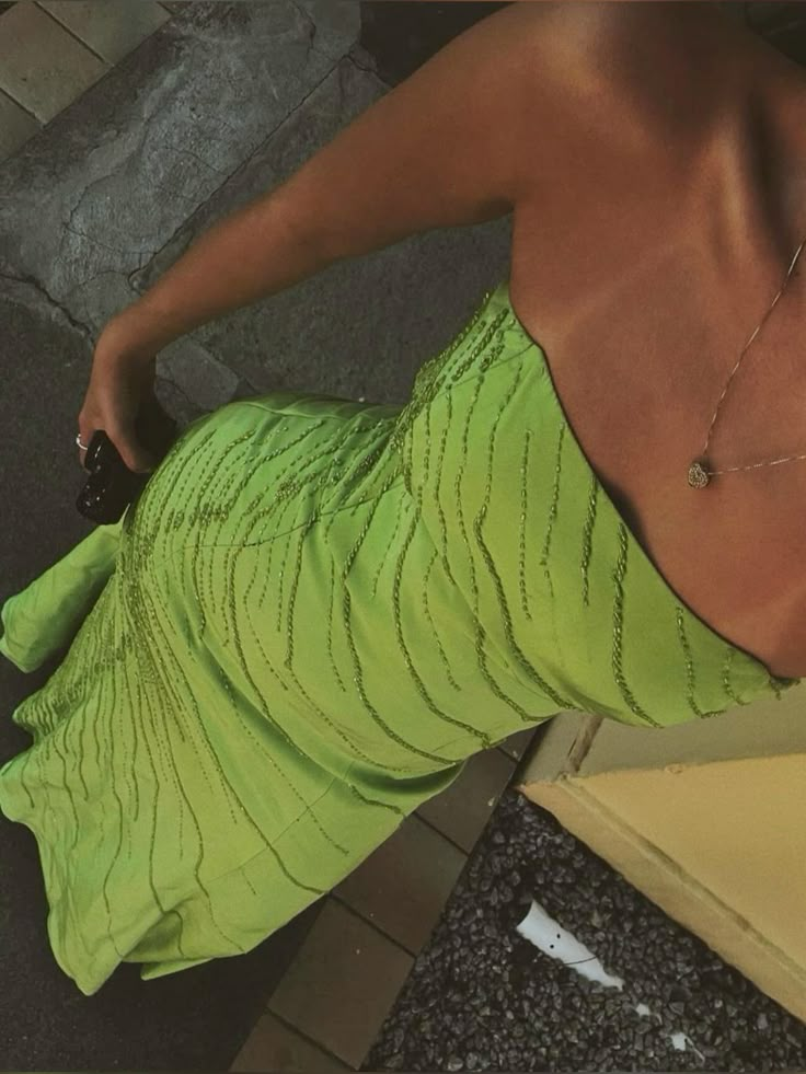 Pretty Strapless Green Satin Beaded Mermaid Evening Dress Long Prom Dress SP337