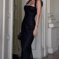 Elegant Black Halter Neckline Sheath Evening Dress Y4141