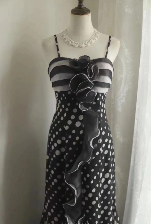 Unique Spaghetti Straps Chiffon Ruffle Mermaid Long Evening Dress Birthday Prom Dresses SP1024