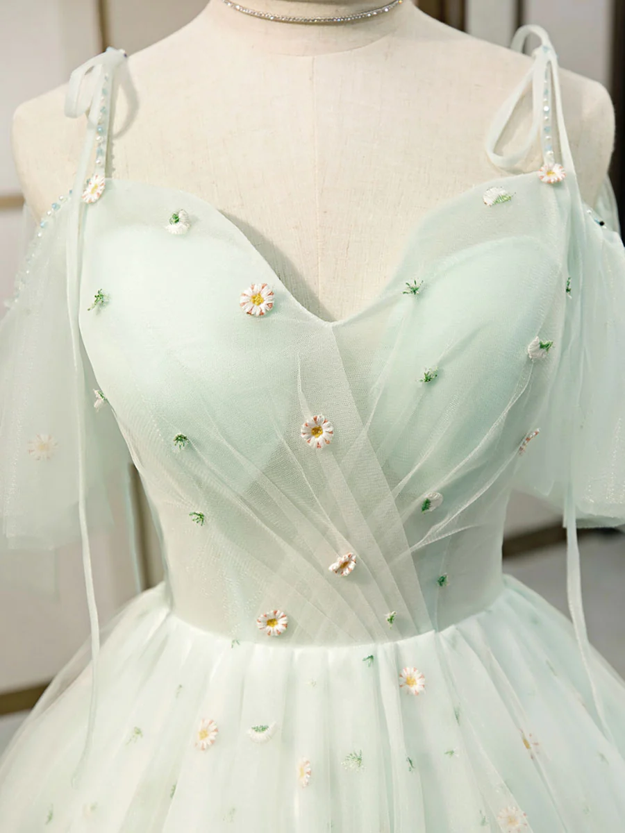 Simple Sweetheart Neck Tulle Short Dresses, Puffy Green Homecoming Dresses,Y2409