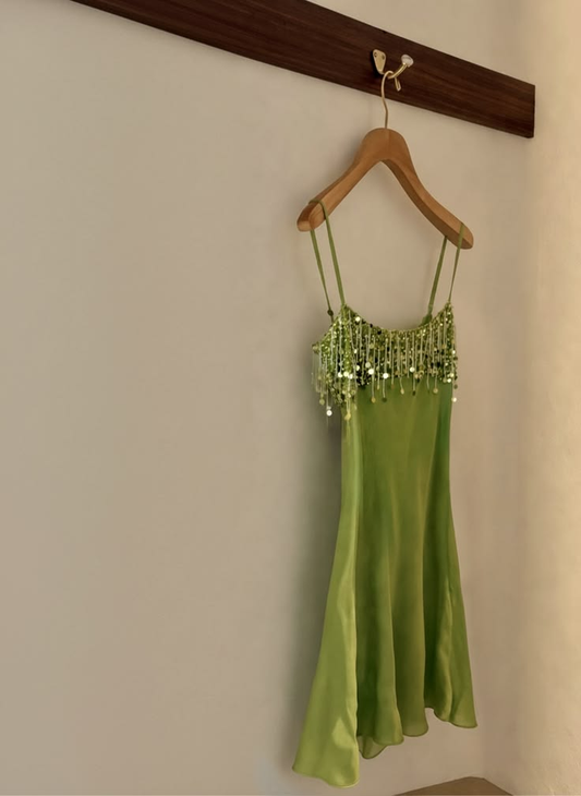 Sexy Spaghetti Straps Satin Mini Cocktail Dress,Apple Green Short 6th Grade Homecoming SP2459