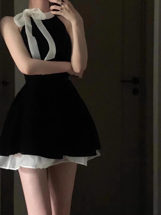 Classy Sleeveless Black Satin A Line Short Birthday Dress Graduation Homecoming Dress Y9031