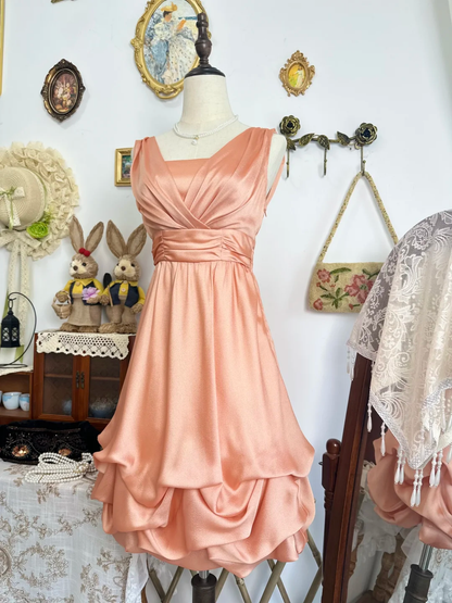 Simple Orange Satin Short Cocktail Dress Formal 6th Grade Homecoming Dress Y9497