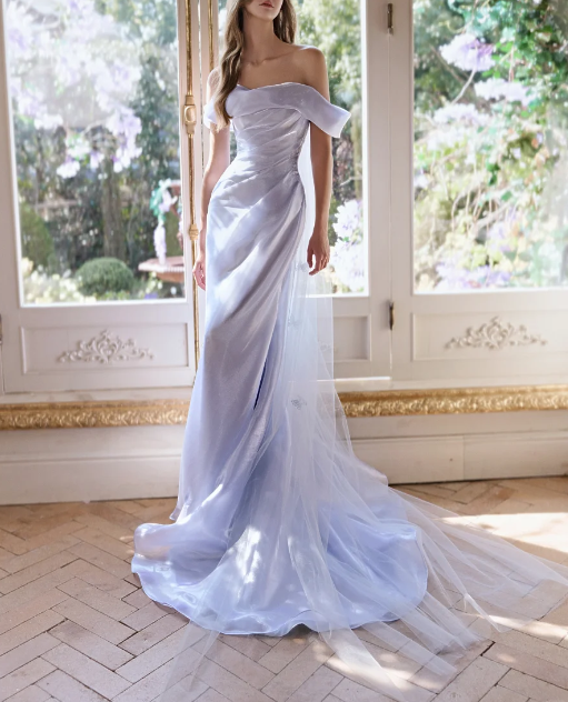 Glamorous Lavender Off The Shoulder Mermaid Long Party Dress Birthday Prom Dresses SP2093