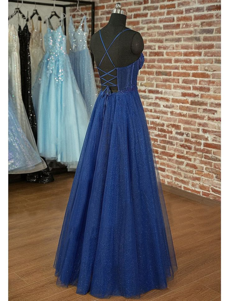 A-Line Prom Dresses Sparkle & Shine Dress Prom Floor Length Sleeveless Sweetheart Tulle Backless with Pleats Appliques Y6023