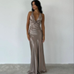 Charming V Neck Long Prom Dress,Chic Prom Gown Y7438