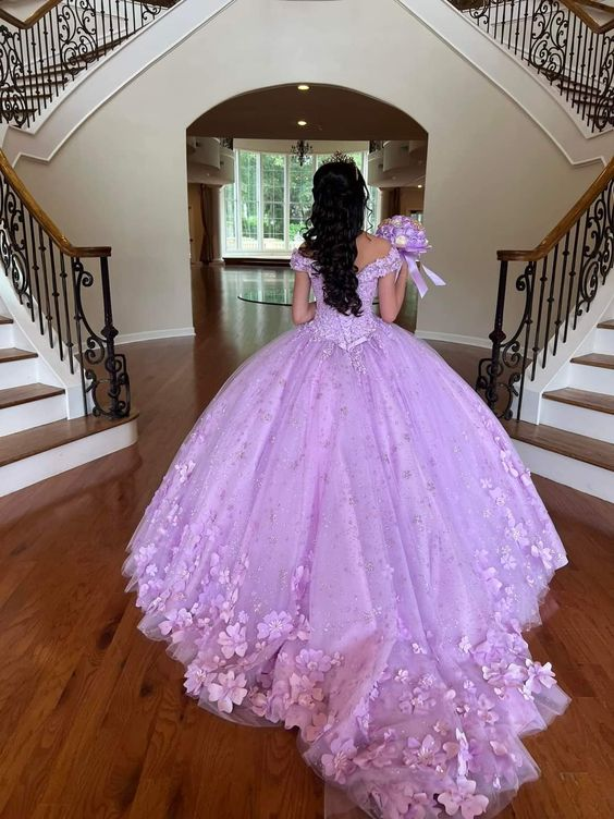 Luxurious Lavender Off The Shoulder Ball Gown,Sweet 16 Dress,Princess Dress Y7182