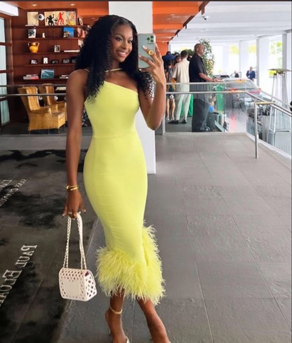 Elegant Yellow Bodycon Dress,Yellow Prom Dress Y7090