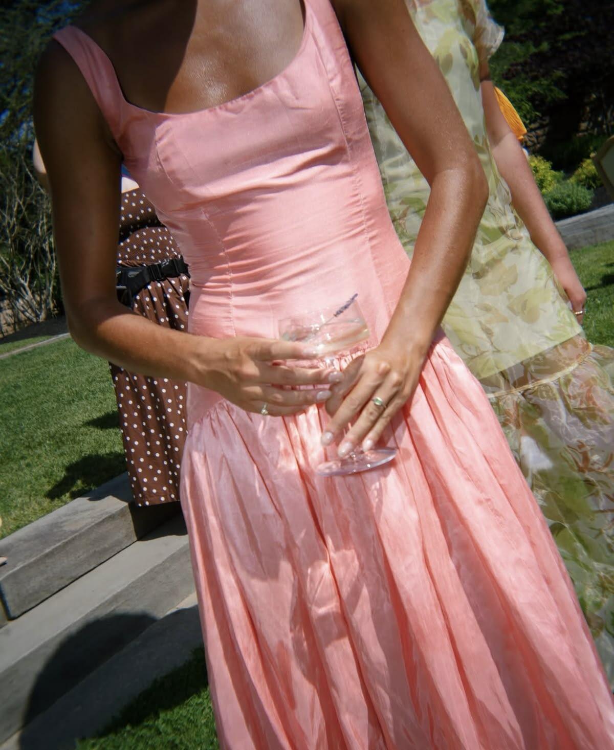 Elegant Sleeveless Pink Satin Long Party Dress Long Wedding Guest Dress SP4015
