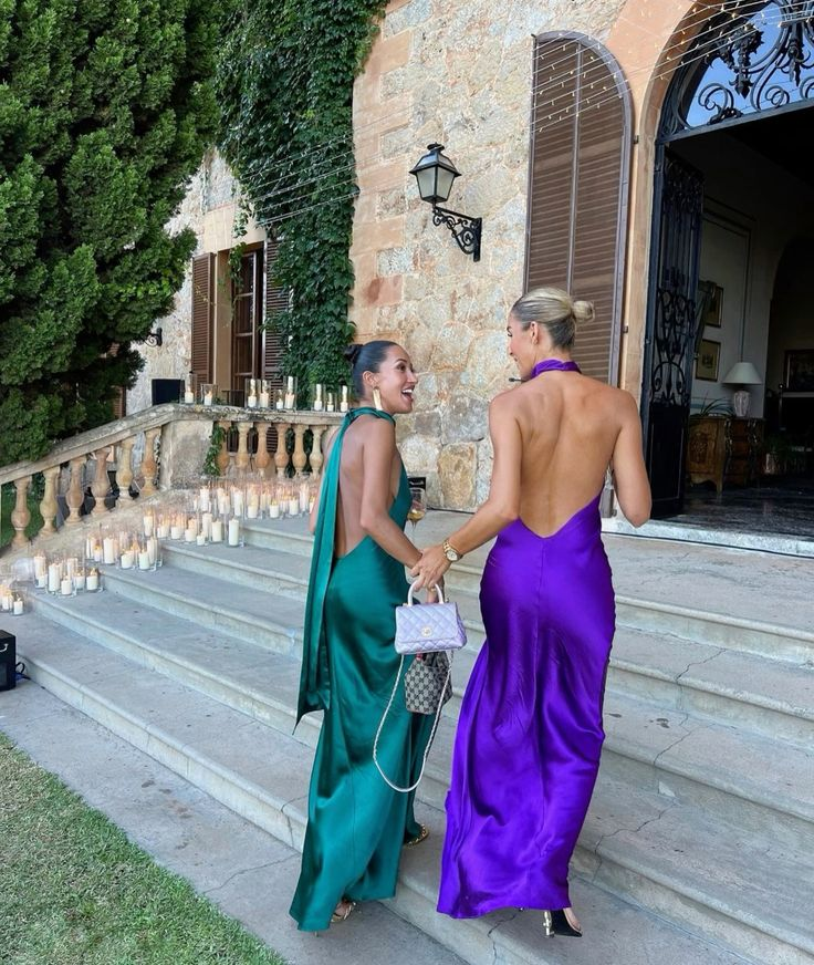 Elegant Purple Halter Neck Prom Dress,Purple Wedding Guest Outfit  Y7447