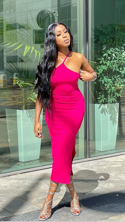 Sexy Fuchsia Tight Bodycon Dress,Midi-length Prom Dress Y5265