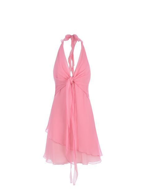 Sexy Halter Pink Chiffon Cocktail Dress Homecoming Dress Y9068