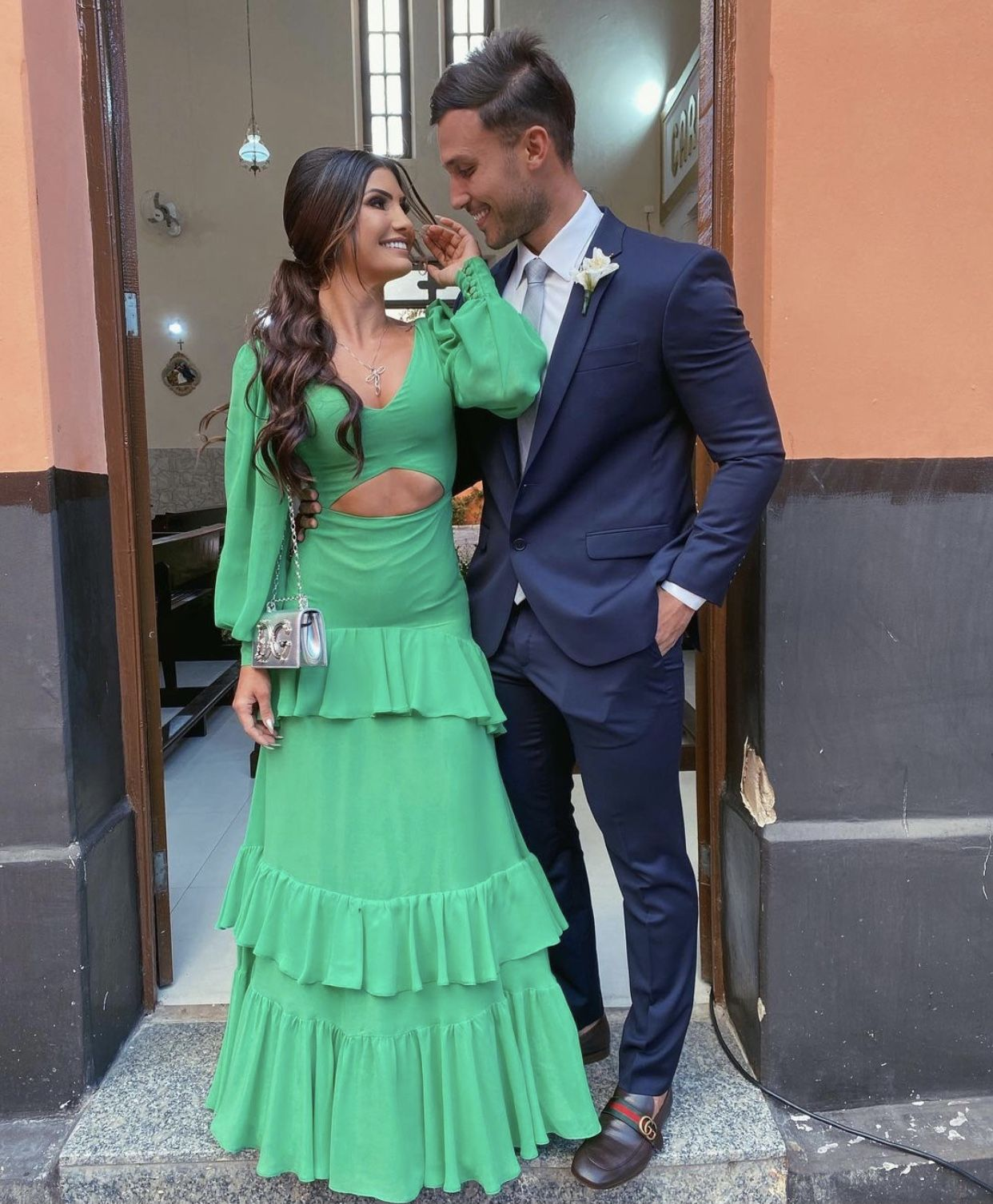 Elegant Green Mermaid Prom Dress With Long Sleeves Y5020