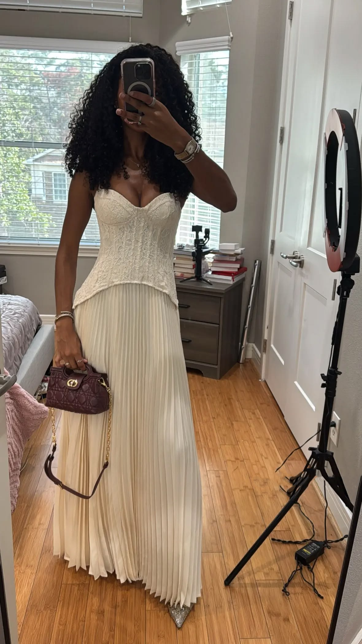 Pretty Blue Lace Satin Pleated Long Birthday Party Dress Spaghetti Straps Long Wedding Guest Dress SP3934