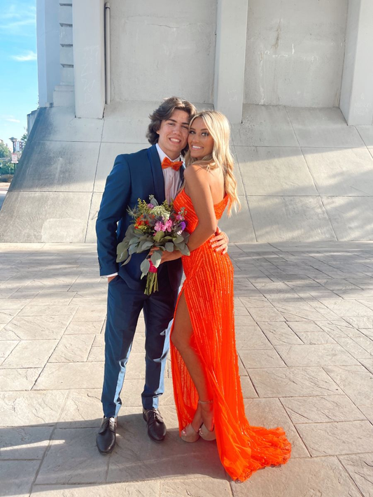 Sexy Orange Long Prom Dress,Orange Prom Gown Y5033