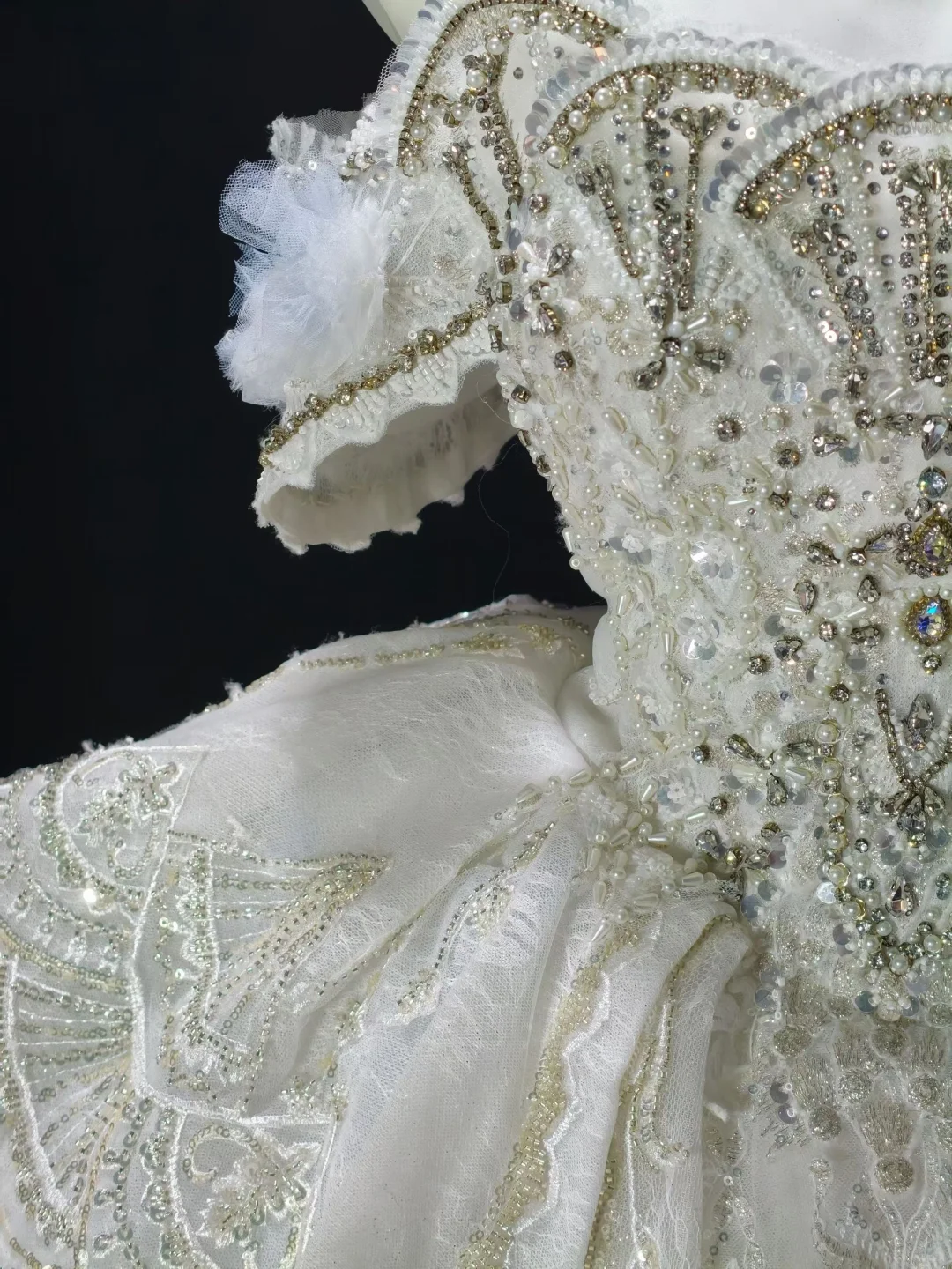 Glamorous White Tulle Beaded A Line Short Homecoming Dress,Off The Shoulder Short Prom Dress SP3167
