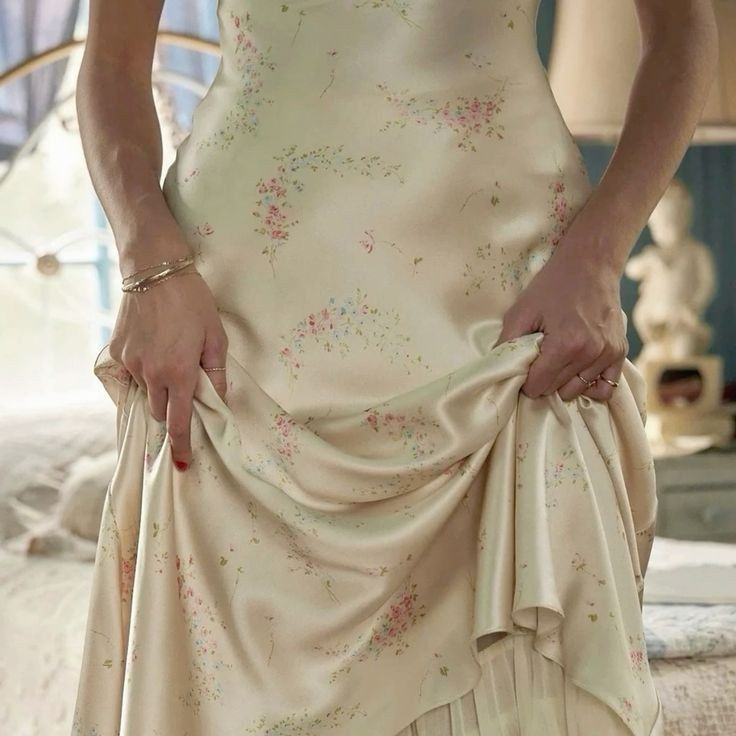 Pretty Satin Print Floral Long Party Dress Spaghetti Straps Long Wedding Guest Dress SP3622