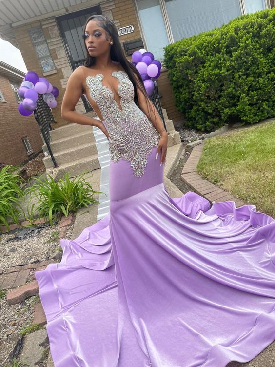 Elegant Purple Mermaid Prom Dress,Purple Formal Gown  Y6629