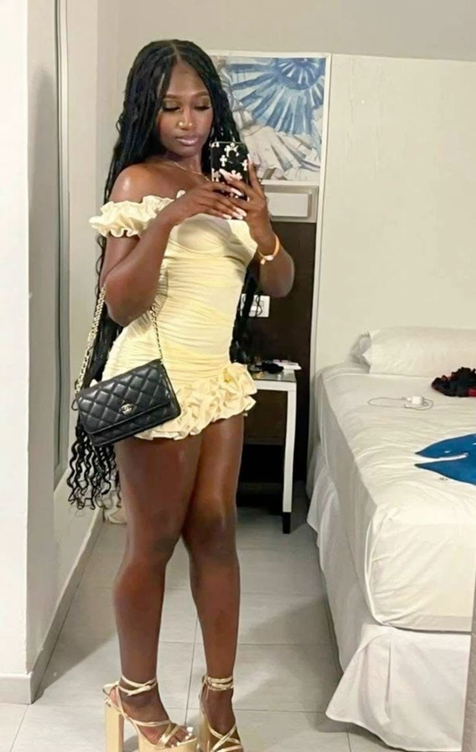 Cute Yellow Off The Shoulder Satin Ruffles Mini Birthday Outfits Graduation Homecoming Dress Y9046