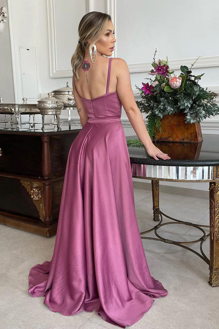 A Line Spaghetti Straps Sweetheart Ruched Long Prom Dress,Bridesmaid Dress Y5944