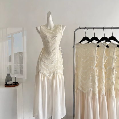 Classy Sleeveless Off White Chiffon Mermaid Long Party Dress Prom Gown SP1998