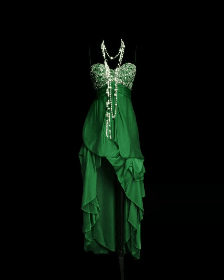 Charming Spaghetti Straps Satin Beaded Long Party Dress Green Prom Dress SP4173