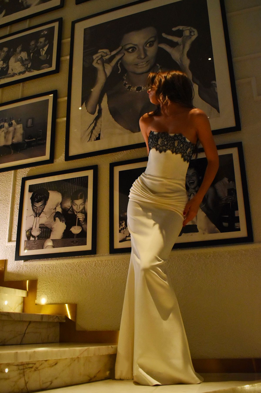 Stylish Strapless White Lace Satin Pleated Mermaid Evening Dress Long Wedding Guest Dress SP923