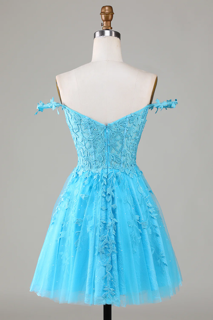 Cute A Line Spaghetti Straps Grey Short Homecoming Dress with Appliques Y2397