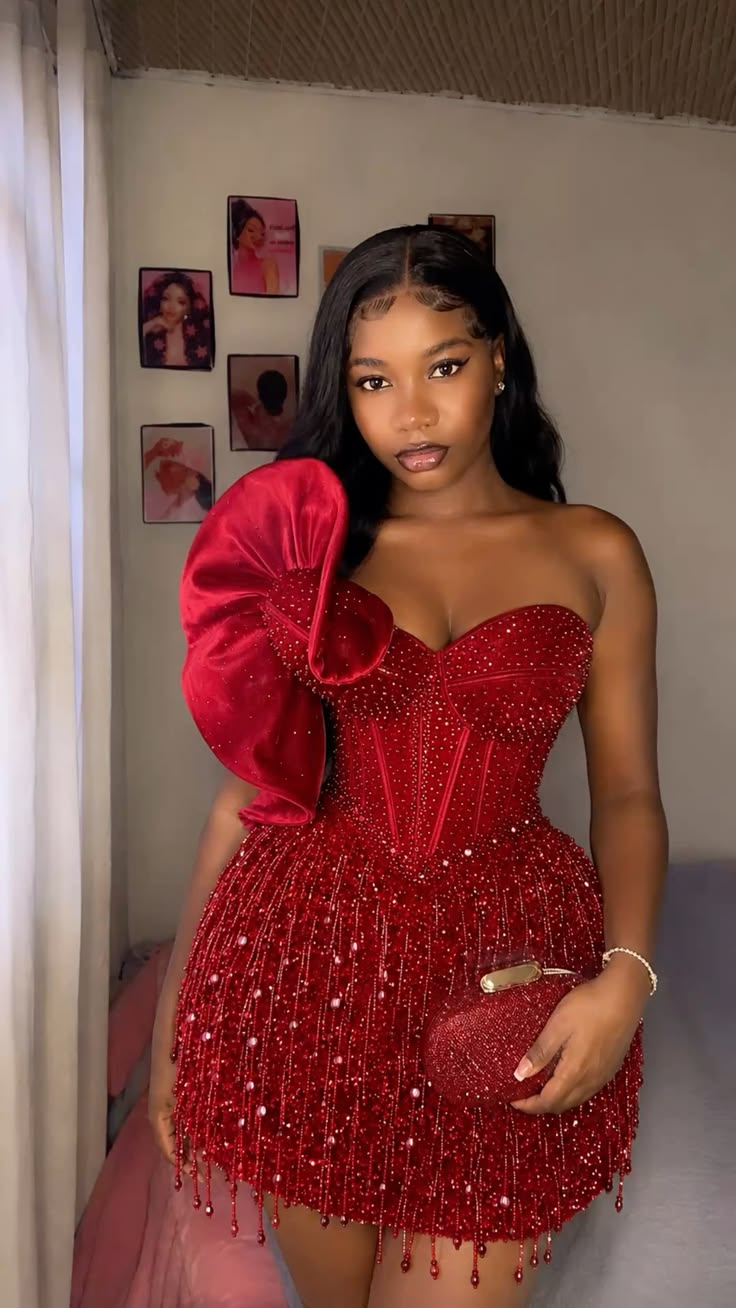 Gorgeous Red Satin Beaded Tassel Sheath Short Homecoming Dress Cocktail Dress SP3561