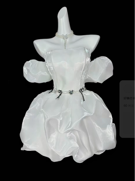 Elegant White Off The Shoulder A Line Short 15th Birthday Outfits,Formal Graduation Homecoming Dress SP3537
