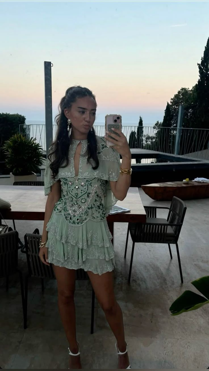 Gorgeous Spaghetti Straps Mint Green Chiffon Graduation Homecoming Dress 18th Birthday Outfits Y9143