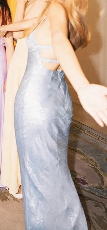 Beauty Spaghetti Straps Satin Mermaid Long Prom Dress Blue Backless Long Birthday Party Dress SP3875