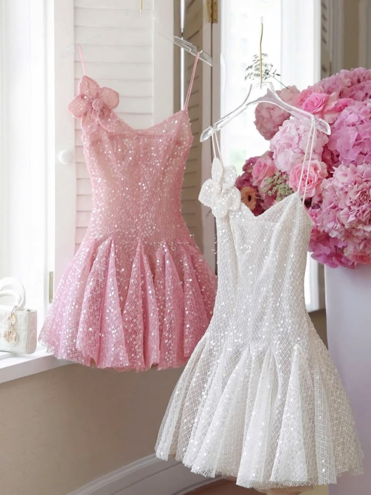 Sparkly Pink Spaghetti Straps Sequin A Line Short Homecoming Dress Cocktail Dress SP2649
