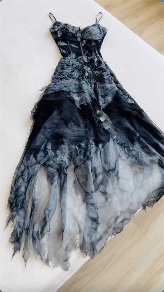 Beautiful Spaghetti Straps Chiffon Beaded Long Party Dress Formal Evening Dress Y9733