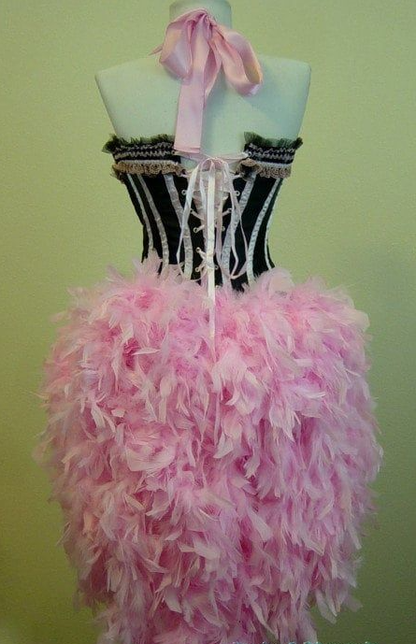 Pink Victorian Feather Short Cocktail Dress Sexy Birthday Outfits Y9022