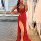 Glitter Sequin Prom Dresses High Slit formal dress Royal Blue Evening Dress Y75