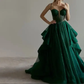 Sparkly Evening Dress Green Corset A-line Evening Gown Y6339