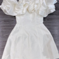 White Ruffled Neckline Homecoming Dress,White Party Dress Y2358