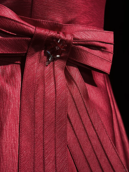 Elegant Red Strapless Satin Long Party Dress Prom Dress SP2761